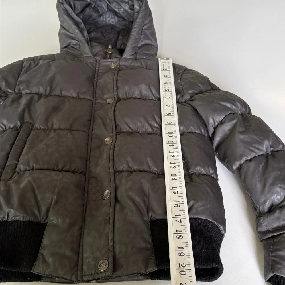 Appaman Kids Kyla Puffer Insulated Coat Leopard Zip Snap Close Hood Cozy Size 8